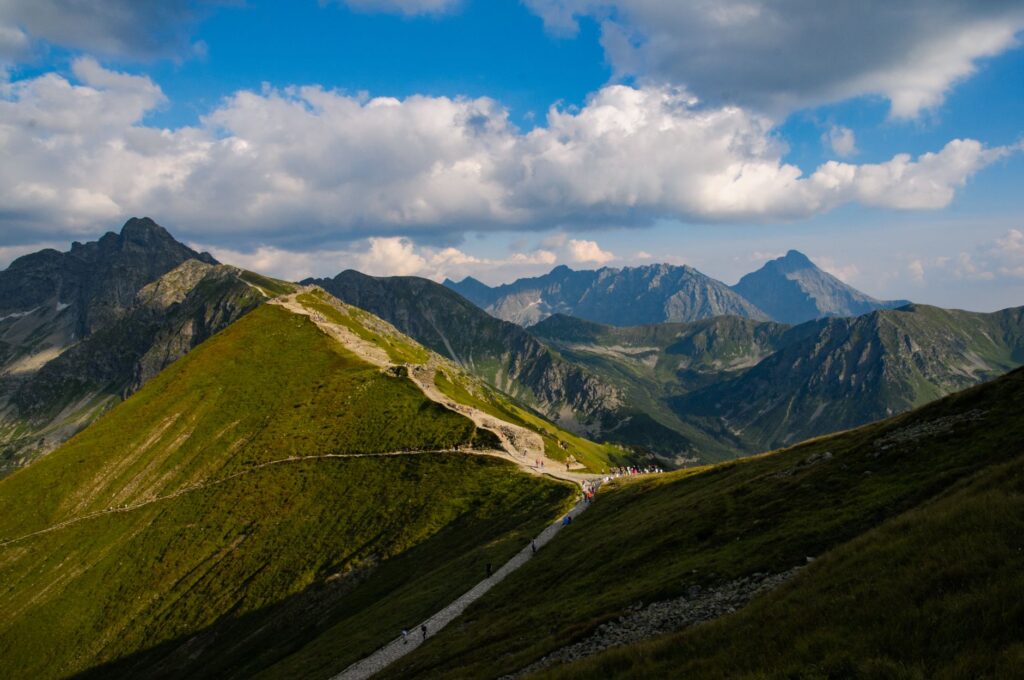 Szlak turystyczny z widokiem na Tatry w Zakopanem